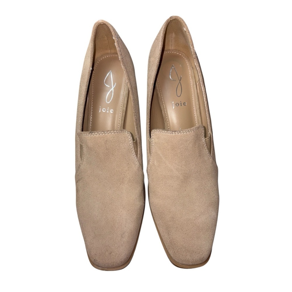 Joie Wevenly Suede Block Heel Biege/Tan Loafer Pumps Minimalist Women Size 8 - Picture 4 of 11